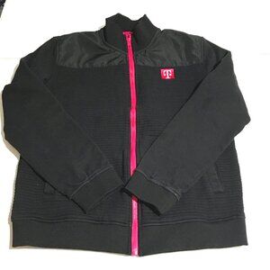 T-Mobile Jacket Mens Small Black Full Zip Employee Ribbed Sweatshirt